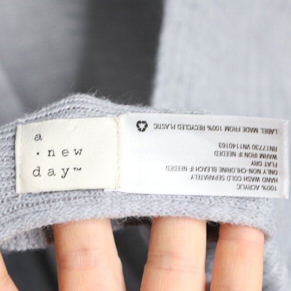 A New Day Long Grey Acrylic Knit Ribbed Wrap Shawl Scarf Blanket Oversized Winte - Picture 4 of 8